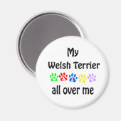 Welsh Terrier Walks Design Magnet (Vorderseite/Rückseite)