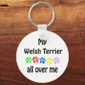 Welsh Terrier Walks Design Schlüsselanhänger (Vorderseite)