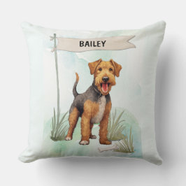 Welsh Terrier Watercolor Personalized Dog Kissen