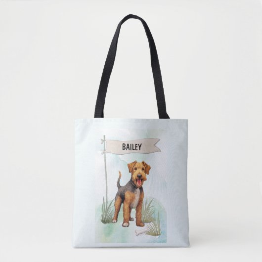Welsh Terrier Watercolor Personalized Dog Tasche (Vorderseite)