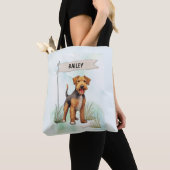 Welsh Terrier Watercolor Personalized Dog Tasche (Von Nahem)