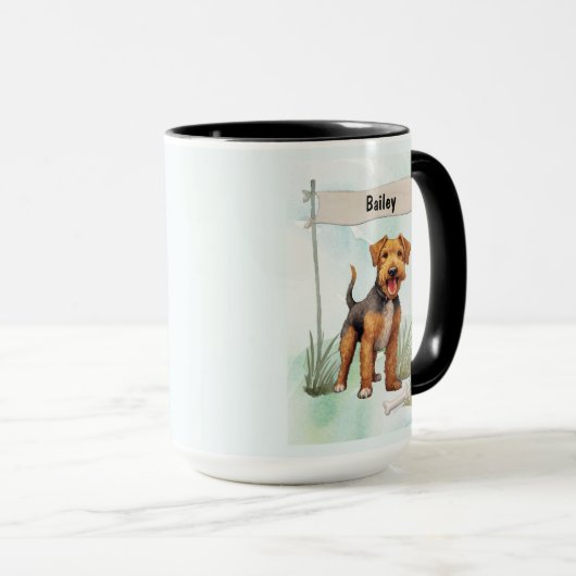 Welsh Terrier Watercolor Personalized Dog Tasse (VorderseiteRechts)