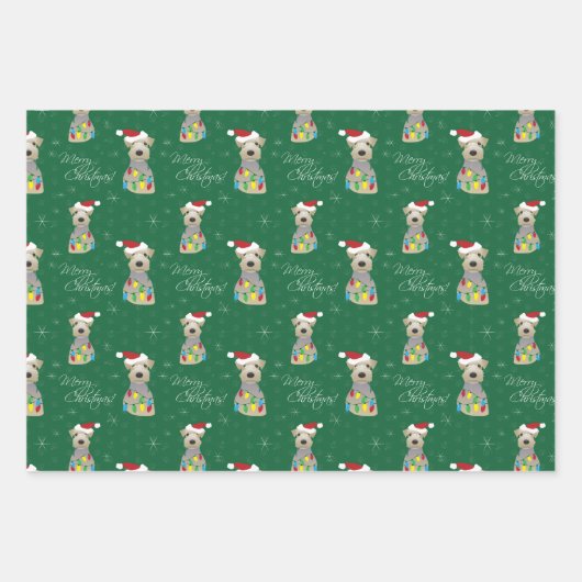 Welsh Terrier Weihnachtsbaum Prints Verschiedene F Geschenkpapier Set (Vorderseite 2)