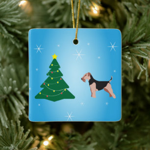 Welsh Terrier Weihnachtsdekoration Keramikornament