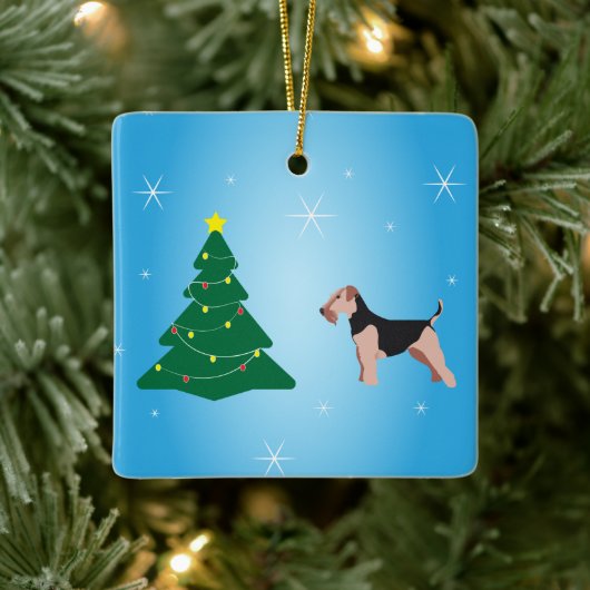 Welsh Terrier Weihnachtsdekoration Keramikornament (Baum)