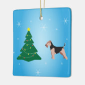 Welsh Terrier Weihnachtsdekoration Keramikornament (Links)