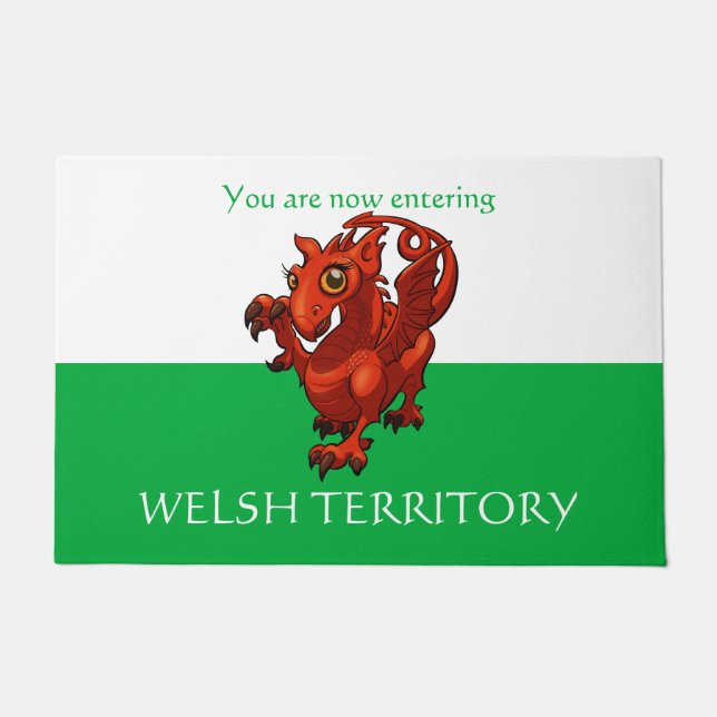 Welsh Territory Little Baby Red Dragon Cartoon Fußmatte (Vorderseite)