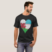Welsh Usbekistani Flag Herz T-Shirt (Vorne ganz)