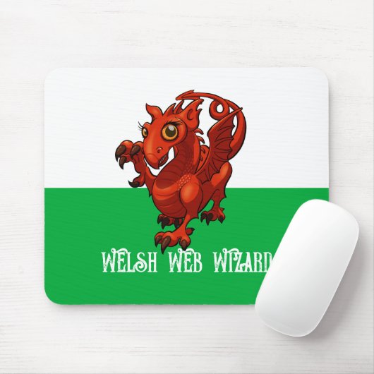 Welsh Web Wizard Red Dragon Wales Cartoon Mousepad (Mit Mouse)