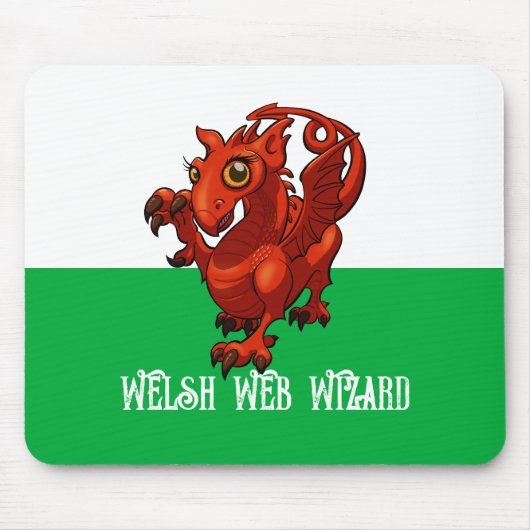 Welsh Web Wizard Red Dragon Wales Cartoon Mousepad (Vorne)