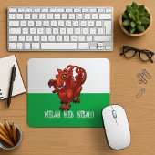Welsh Web Wizard Red Dragon Wales Cartoon Mousepad