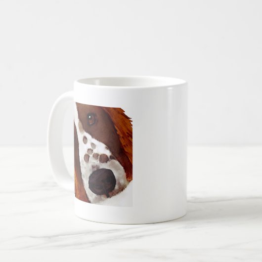 Welshie stellen Kunst gegenüber Kaffeetasse (Vorderseite Links)