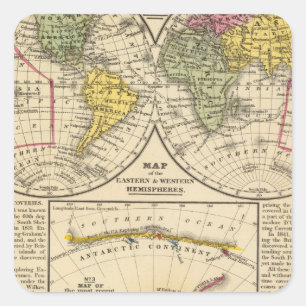 Welt 7 quadratischer aufkleber