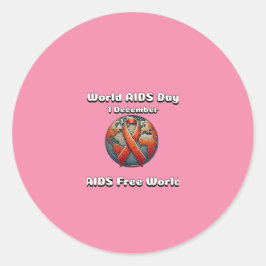 Welt-AIDS-Tag. AIDS-freie Welt. Runder Aufkleber