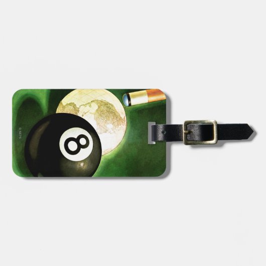 Welt als Cue Ball Gepäckanhänger (Vorderseite horizontal)