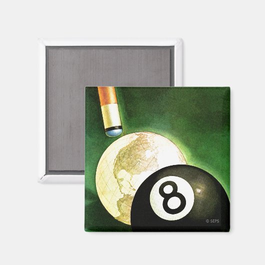 Welt als Cue Ball Magnet (Vorderseite/Rückseite)