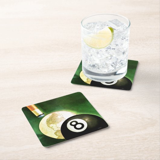 Welt als Cue Ball Rechteckiger Pappuntersetzer (Vor Ort)