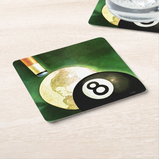 Welt als Cue Ball Rechteckiger Pappuntersetzer (angewinkelt)