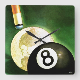 Welt als Spielball Quadratische Wanduhr