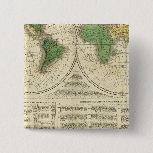 Welt als zwei Hemisphären Button (Vorderseite)