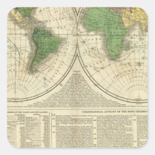 Welt als zwei Hemisphären gezeigt Quadratischer Aufkleber