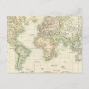 Welt auf der Projektion von Mercator Postkarte