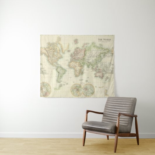 Welt auf Mercators Projektion Wandteppich (Beispiel (Horizontal))