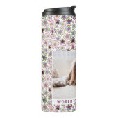 Welt: Best Hund Mama Blume Muster Foto Thermosbecher (Nach links gedreht)