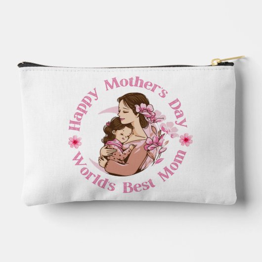 Welt besten Mama, rosa Drehbuch niedlich chic Mütt Zubehörtasche (Rückseite)