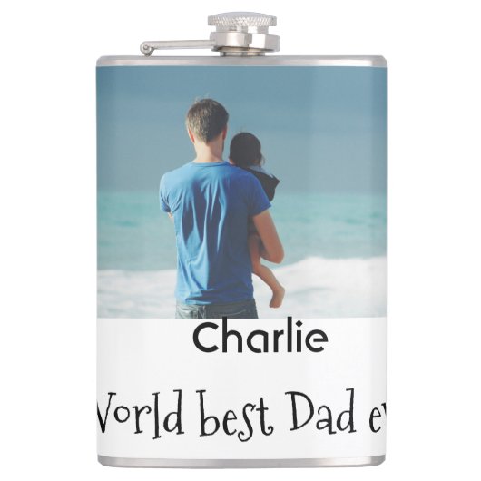 welt bester vater jemals foto name datum einfach v flachmann (Vorderseite)