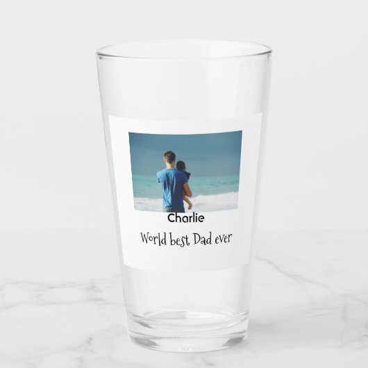 welt bester vater jemals foto name datum einfach v glas (Vorderseite)