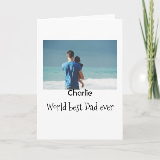 welt bester vater jemals foto name datum einfach v karte (Vorderseite)