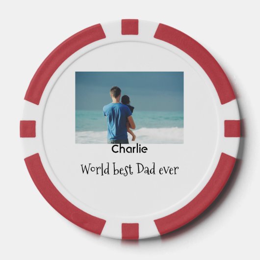 welt bester vater jemals foto name datum einfache  pokerchips (Vorderseite)