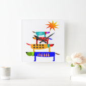 Welt des Hundes Quadratische Wanduhr (Zuhause)