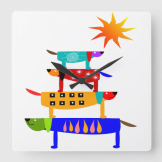 Welt des Hundes Quadratische Wanduhr