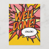 WELT DONE Fun Retro Comic Pop Kunst, Dichtung und Ankündigungspostkarte (Vorderseite)