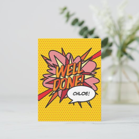 WELT DONE Fun Retro Comic Pop Kunst, Dichtung und Postkarte (Stehend Vorderseite)