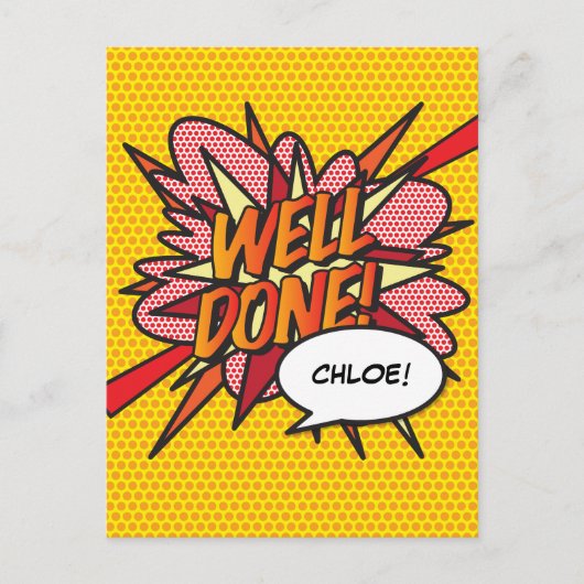 WELT DONE Fun Retro Comic Pop Kunst, Dichtung und  Postkarte (Vorderseite)