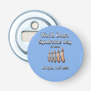 Welt-Down-Syndrom-Tag. Einzigartig nicht weniger Flaschenöffner