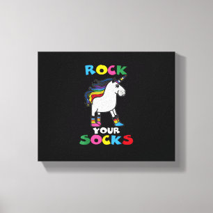 WELT-DOWN-SYNDROM-TAG Rock Deine Socken Einhorn T- Leinwanddruck