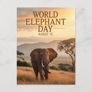 Welt-Elefanten-Tag Afrikanische Savannen-Kunst Postkarte