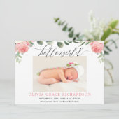 Welt Eukalyptus florale Geburt Ankündigung (Stehend Vorderseite)