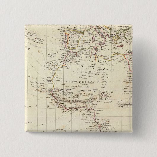 Welt, gnomonischer Proj I Afrika und Südeuropa Button (Vorderseite)