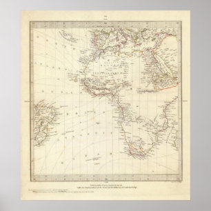 Welt, gnomonischer Proj I Afrika und Südeuropa Poster