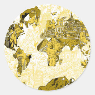 Welt-Gold Runder Aufkleber