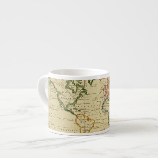 Welt gravierte Karte Espressotasse (Vorderseite Links)