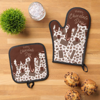 Welt-Happy-Chocolate-Tag Ofenhandschuh & Topflappen-Set
