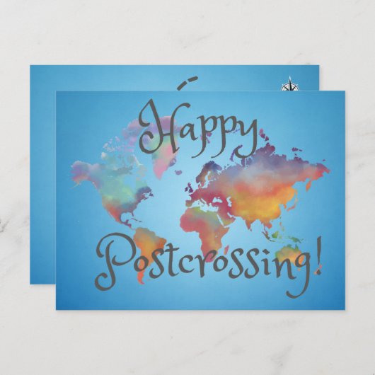 Welt - Happy Postcross Postcard Postkarte (Vorne/Hinten)