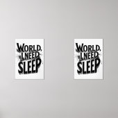 Welt, ich brauche Schlafen Funny Typografy Design Bilderwand Sets (Vorderseite)