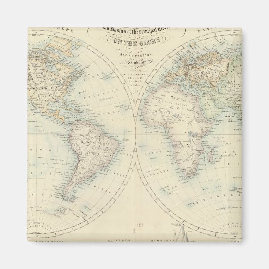 Welt in den Hemisphären Magnet (Vorne)